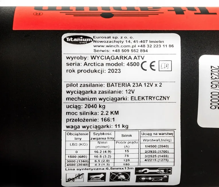 Wyciągarka elektryczna Atv 4500LBS TITANIUM ARCTICA SYNTETYK
