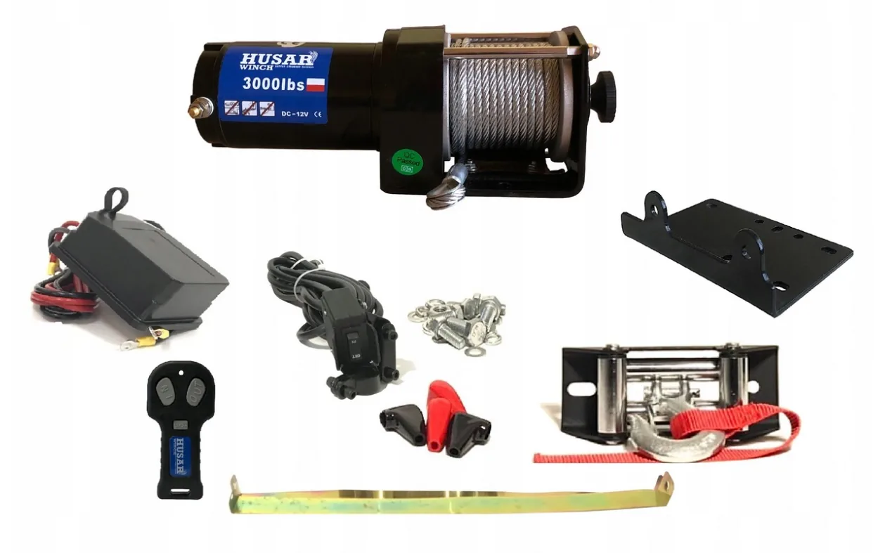 WCIĄGARKA ELEKTRYCZNA 12V HUSAR WYCIĄGARKA do 2,8T Quad Pług