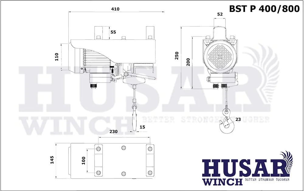 Wyciągarka warsztatowa 800kg z pilotem bezprzewodowym Husar Winch