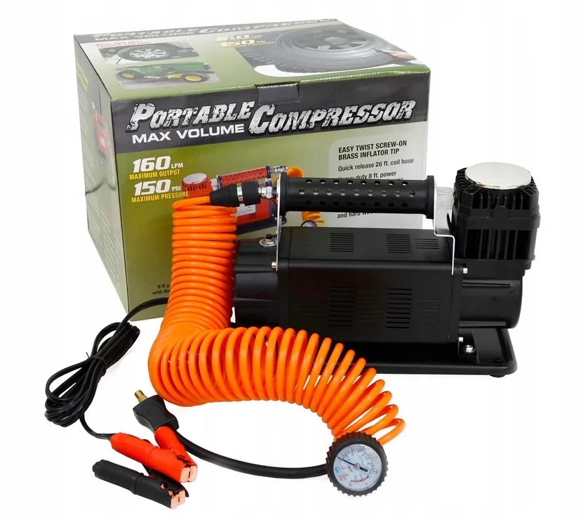 KOMPRESOR DWUTŁOKOWY 12V OFF-ROAD 160L/min wąż 7m
