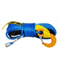 Lina syntetyczna do wyciągarki 6 mm x 15 m, Blue z kauszą i hakiem
