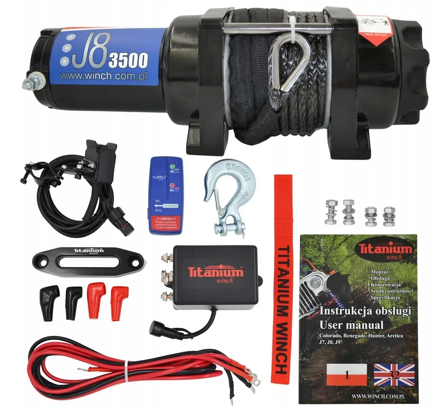 Wyciągarka elektryczna Atv 3500LBS + pilot Quad Pług Syntetyk