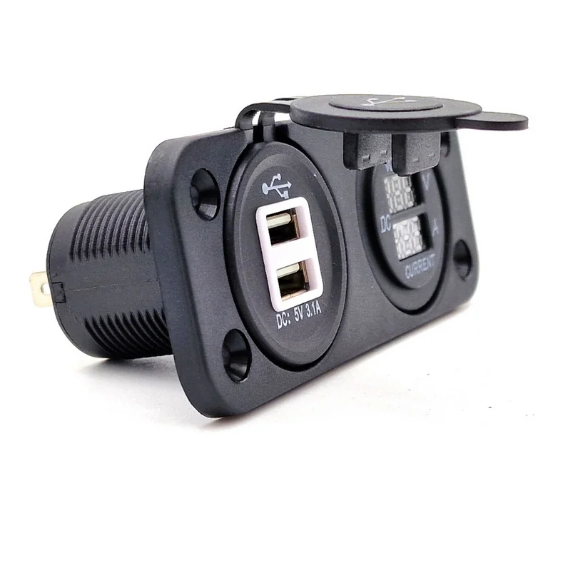 Panel 2x ładowanie USB, woltomierz oraz amperomierz zmota